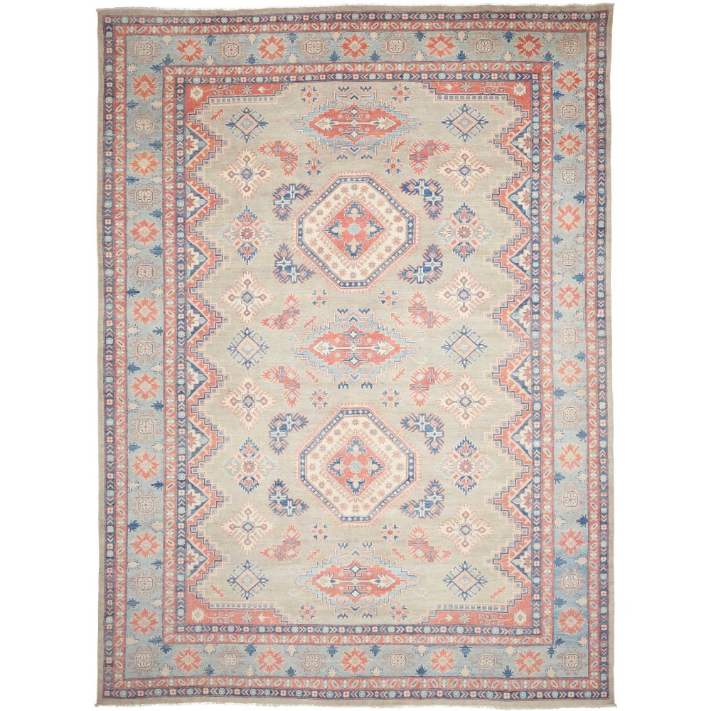 Tappeto Kazak Afghanistan beige azzurro 298x405 Tappeto Kazak Afghanistan beige azzurro 298x405