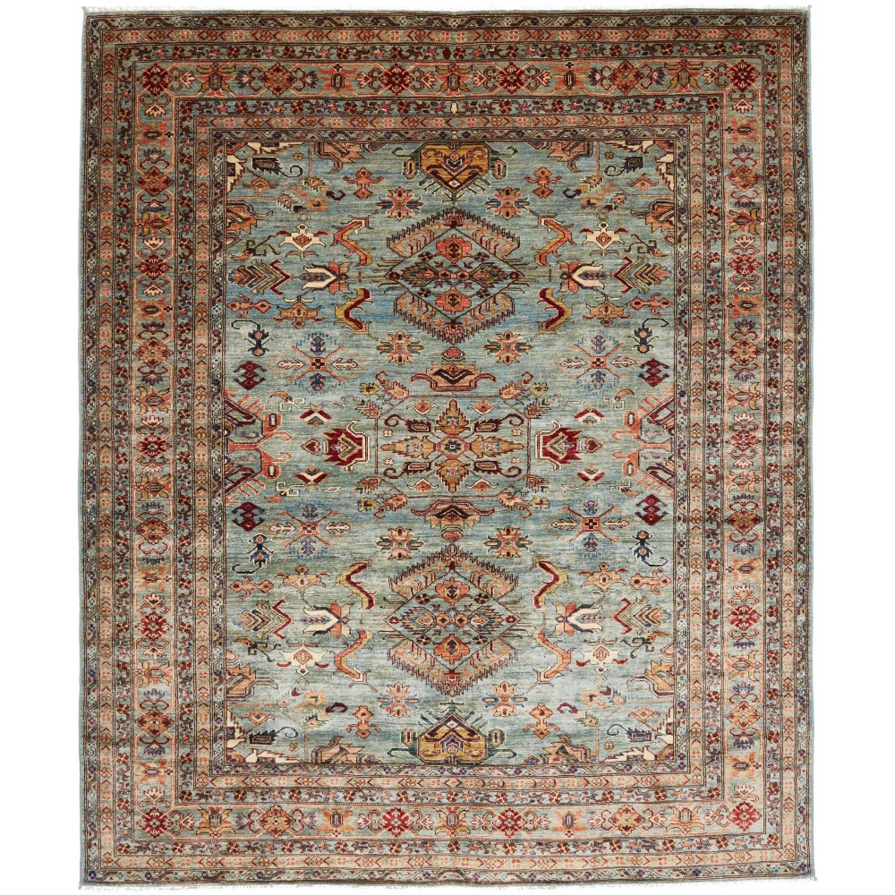 Tappeto Kazak Fine Pakistan bianco blu 248x296 Tappeto Kazak Fine Pakistan bianco blu 248x296