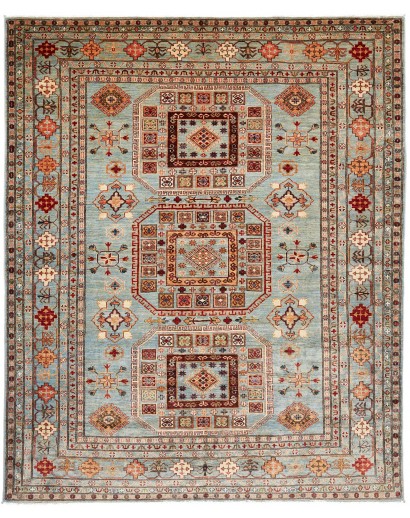 Tappeto Kazak Fine Pakistan azzurro blu 246x300
