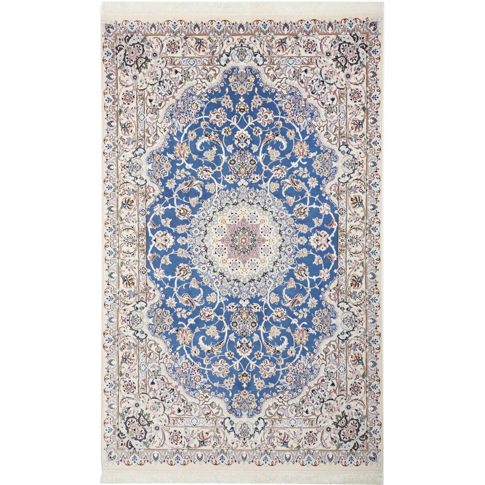 Tappeto Nain 9La Persia bianco blu 148x243 Tappeto Nain 9La Persia bianco blu 148x243