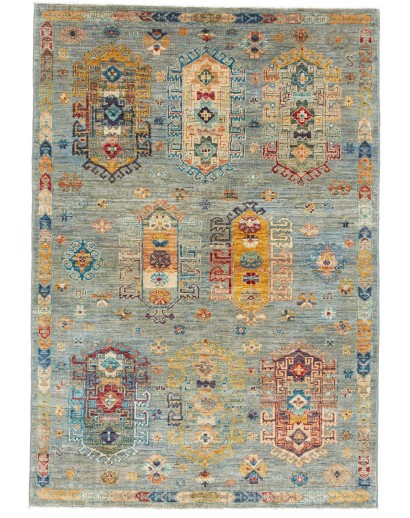 Tappeto Tribal Pakistan marrone verde 123x177