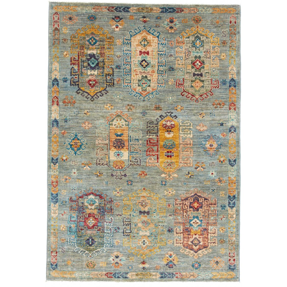 Tappeto Tribal Pakistan marrone verde 123x177 Tappeto Tribal Pakistan marrone verde 123x177