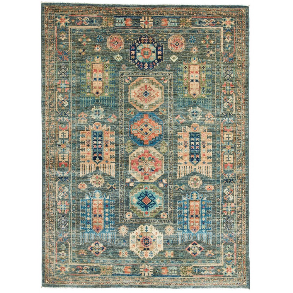 Tappeto Tribal Pakistan bianco azzurro 150x205 Tappeto Tribal Pakistan bianco azzurro 150x205