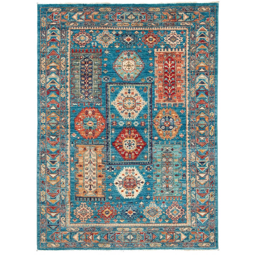 Tappeto Tribal Pakistan azzurro marrone 122x166 Tappeto Tribal Pakistan azzurro marrone 122x166
