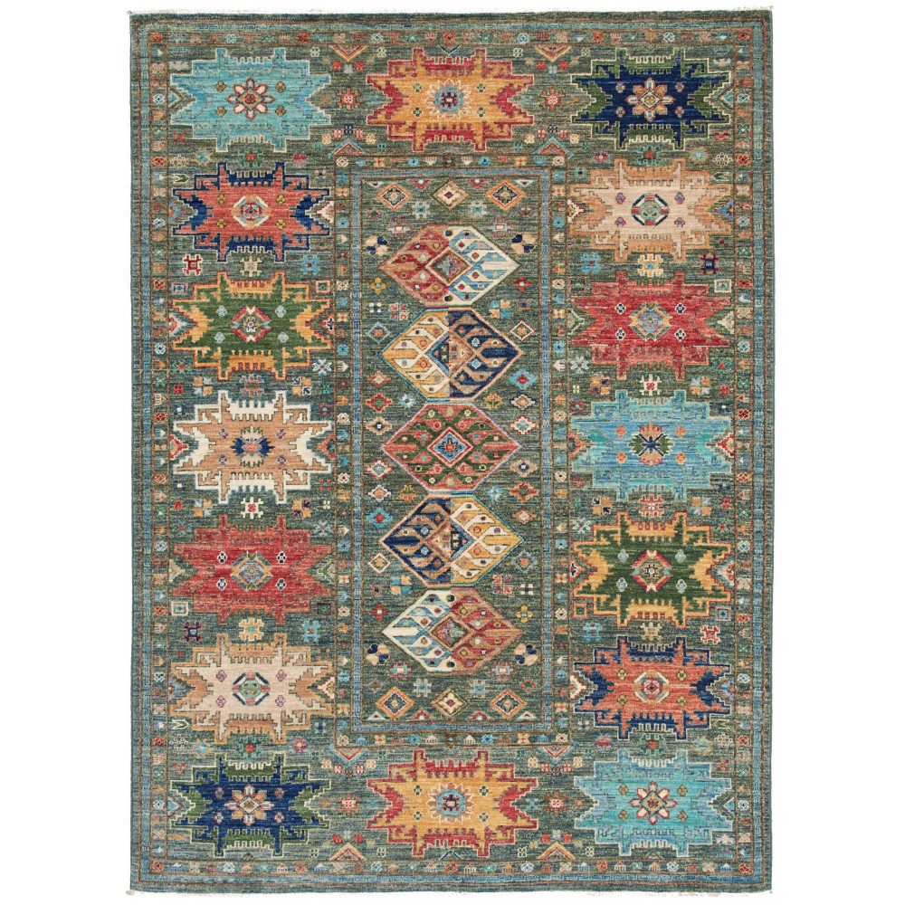 Tappeto Tribal Pakistan bianco marrone 148x197 Tappeto Tribal Pakistan bianco marrone 148x197