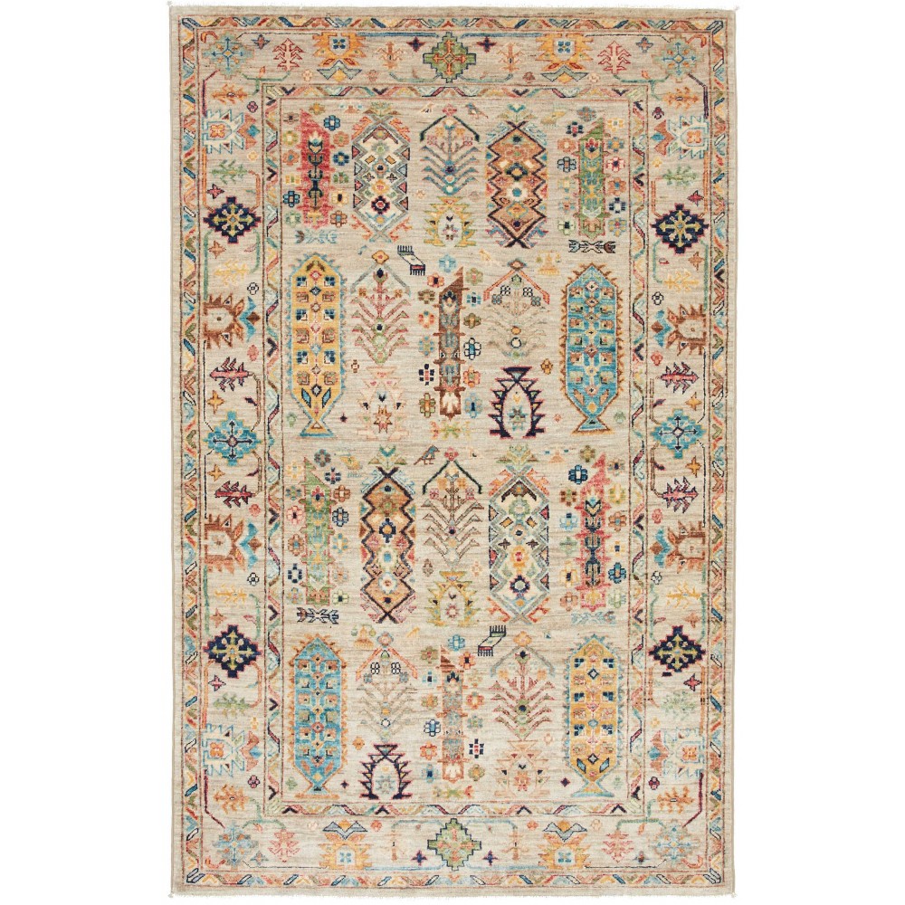 Tappeto Tribal Pakistan marrone beige 120x193 Tappeto Tribal Pakistan marrone beige 120x193