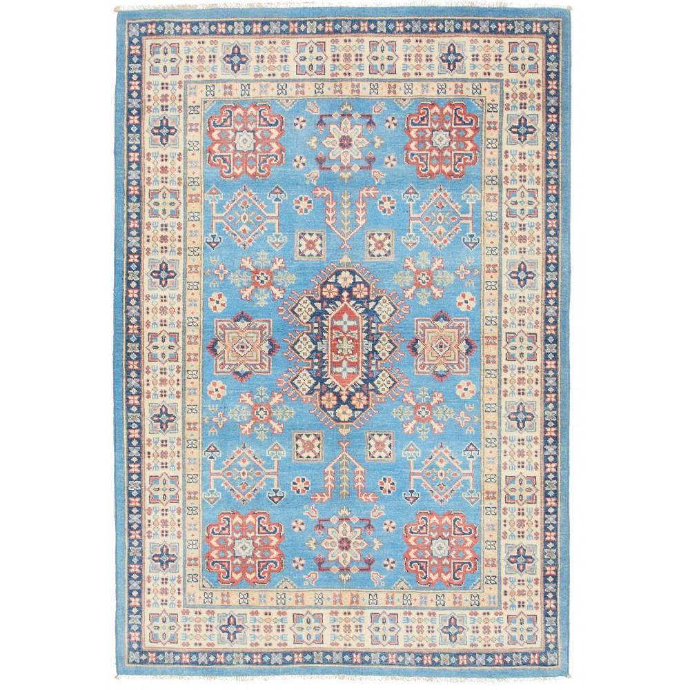 Tappeto Kazak Afghanistan beige blu 122x179 Tappeto Kazak Afghanistan beige blu 122x179