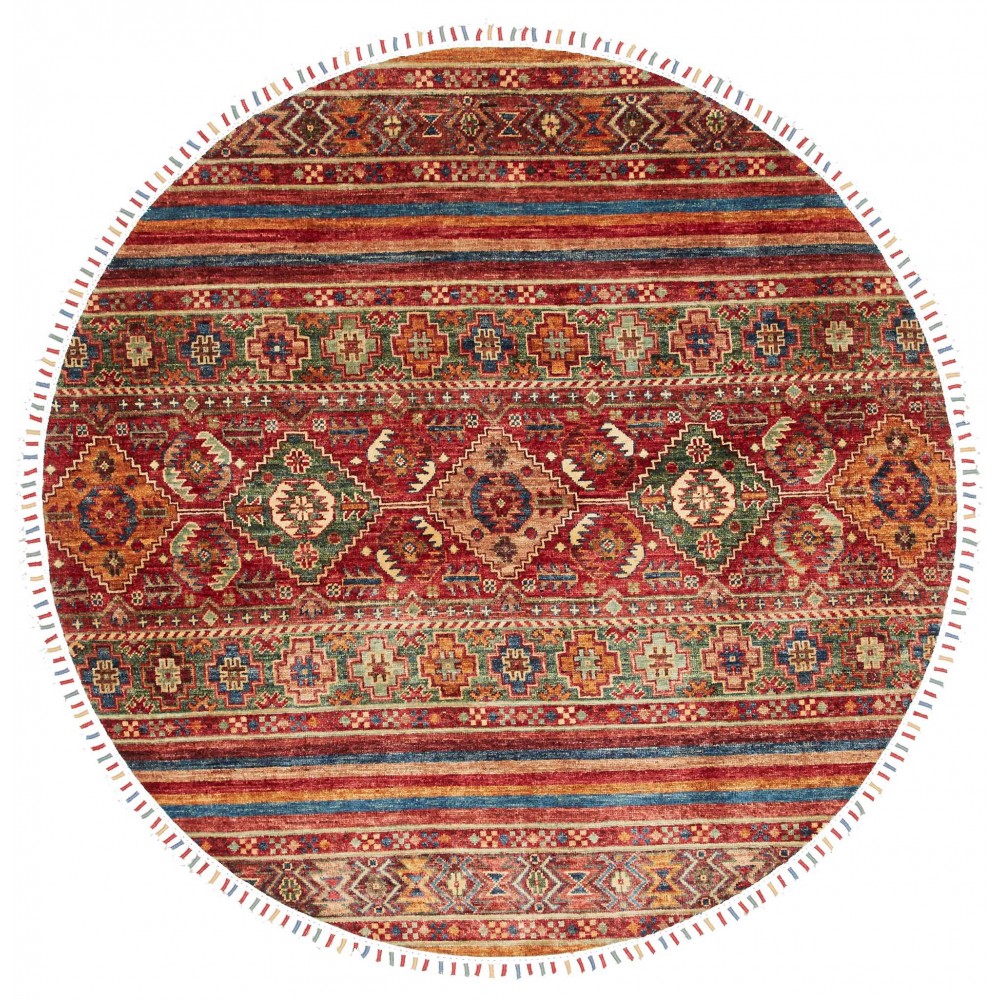 Tappeto Samarkand Pakistan marrone arancione 146x146 Tappeto Samarkand Pakistan marrone arancione 146x146