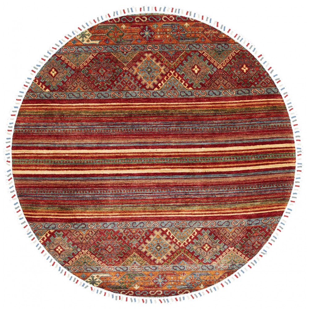 Tappeto Samarkand Pakistan marrone arancione 143x143 Tappeto Samarkand Pakistan marrone arancione 143x143