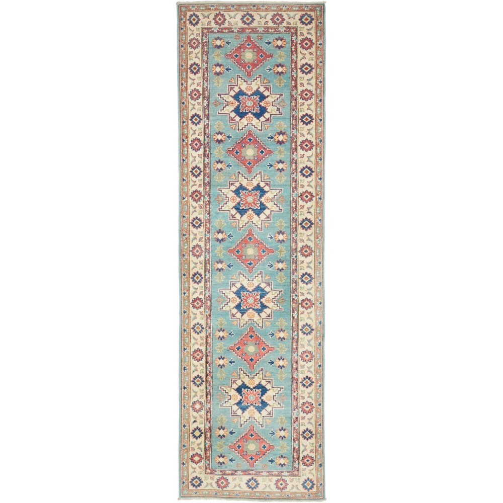 Tappeto Kazak Afghanistan beige azzurro 81x290 Tappeto Kazak Afghanistan beige azzurro 81x290