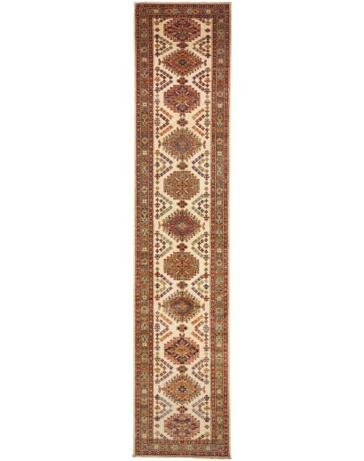 Tappeto Kazak Fine Pakistan arancione grigio 78x404