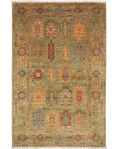 Tappeto Tribal Pakistan arancione bianco 202x314