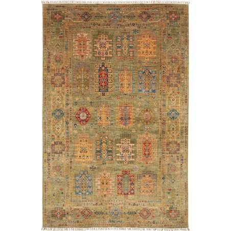 Tappeto Tribal Pakistan arancione bianco 202x314