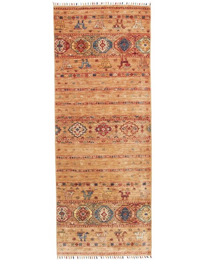 Tappeto Tribal Pakistan arancione grigio 76x202