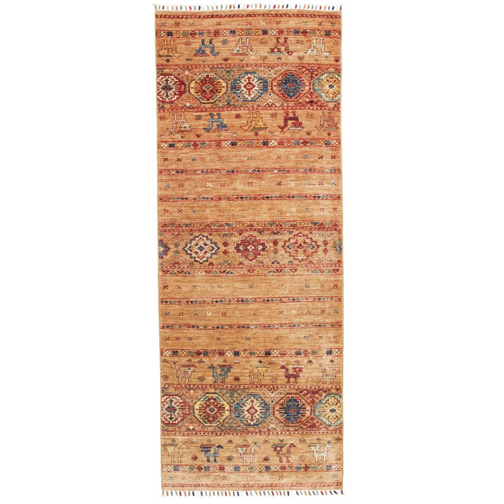 Tappeto Tribal Pakistan arancione grigio 76x202 Tappeto Tribal Pakistan arancione grigio 76x202