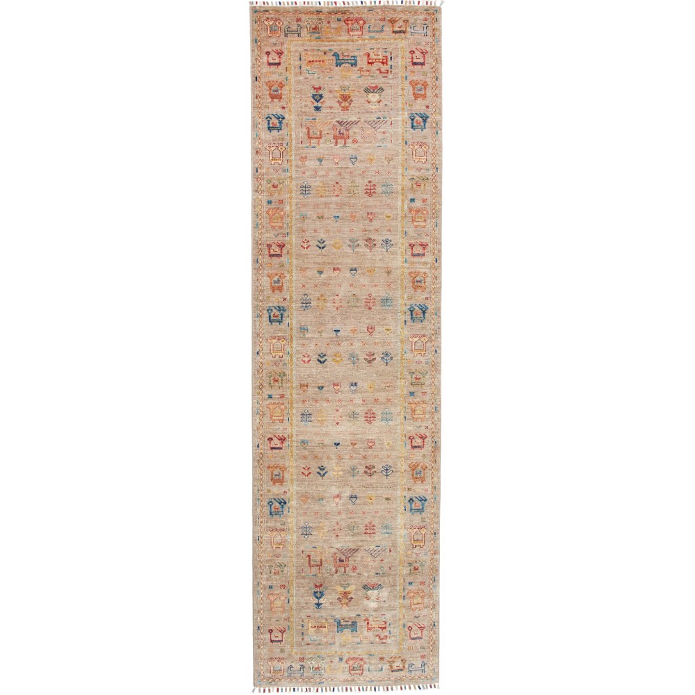 Tappeto Rubin Pakistan marrone grigio 80x296 Tappeto Rubin Pakistan marrone grigio 80x296