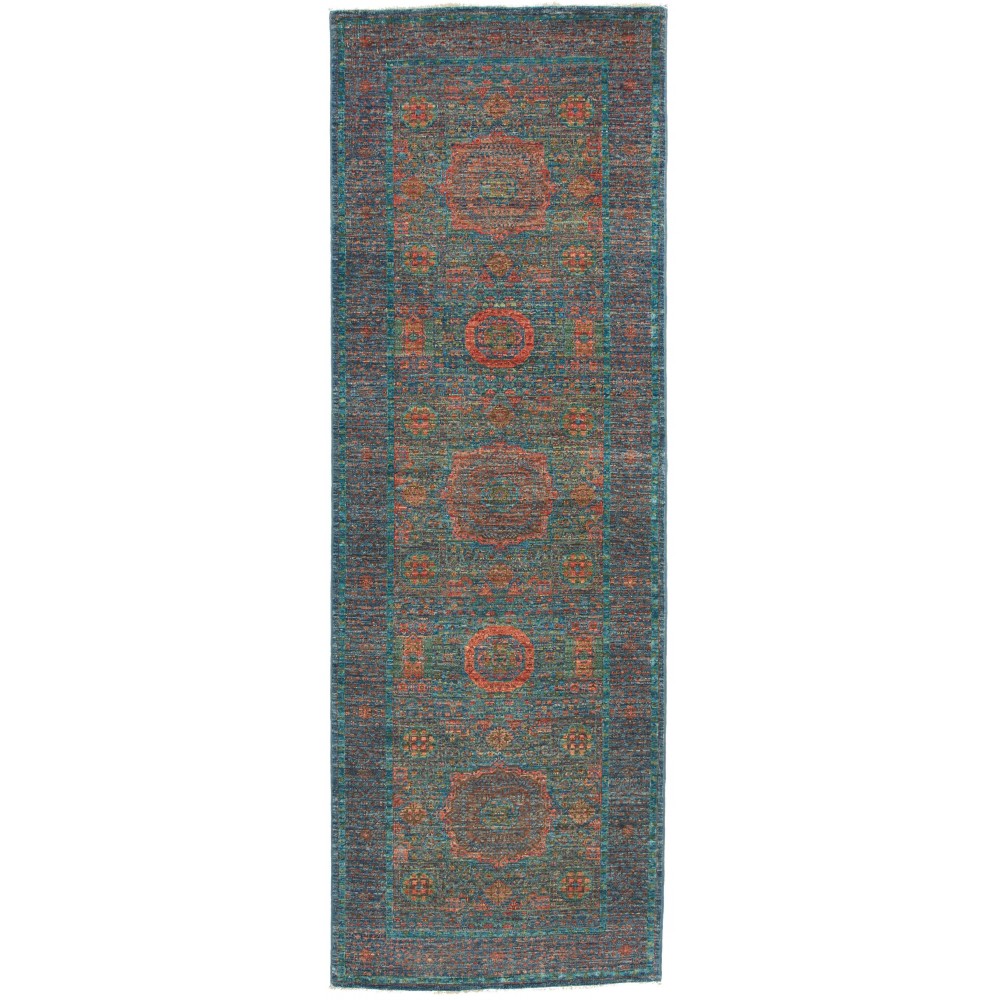 Tappeto Mamlouk Pakistan azzurro 82x240 Tappeto Mamlouk Pakistan azzurro 82x240