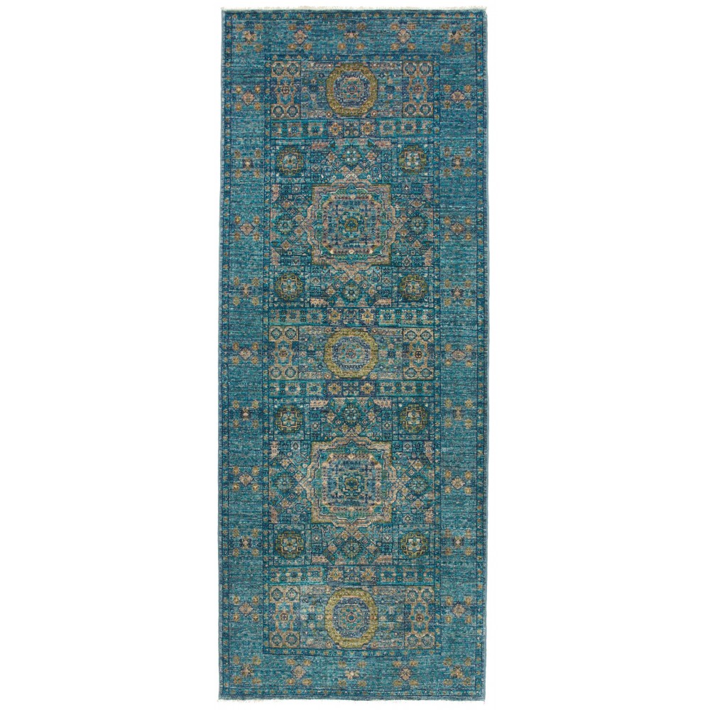Tappeto Mamlouk Pakistan azzurro beige 79x208 Tappeto Mamlouk Pakistan azzurro beige 79x208