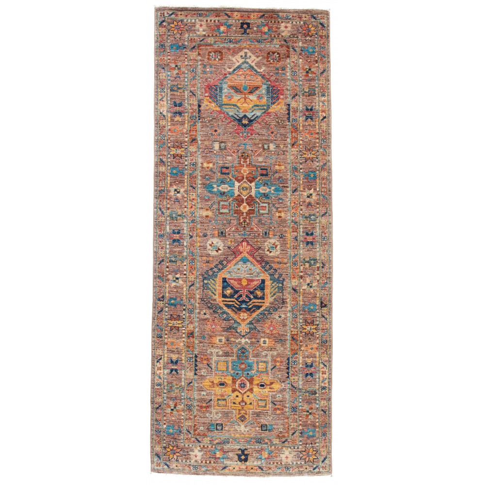 Tappeto Tribal Pakistan marrone grigio 78x205 Tappeto Tribal Pakistan marrone grigio 78x205