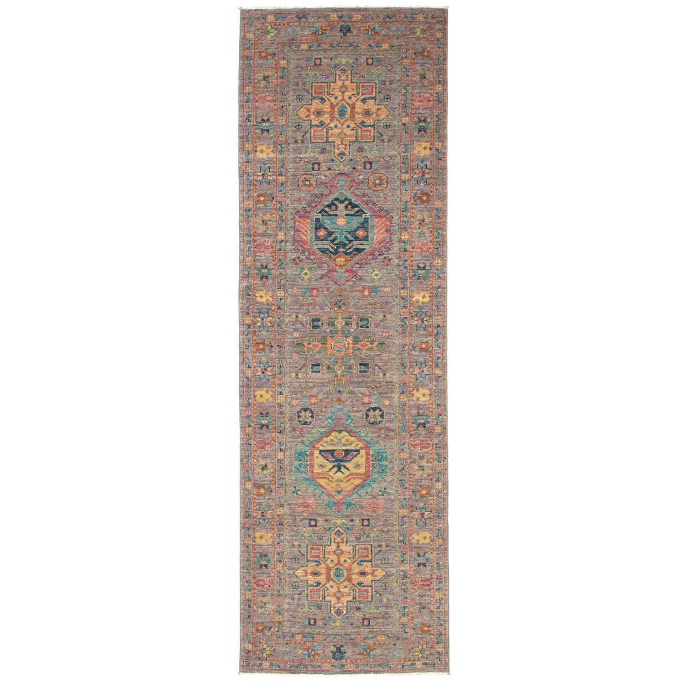 Tappeto Tribal Pakistan marrone grigio 77x259 Tappeto Tribal Pakistan marrone grigio 77x259
