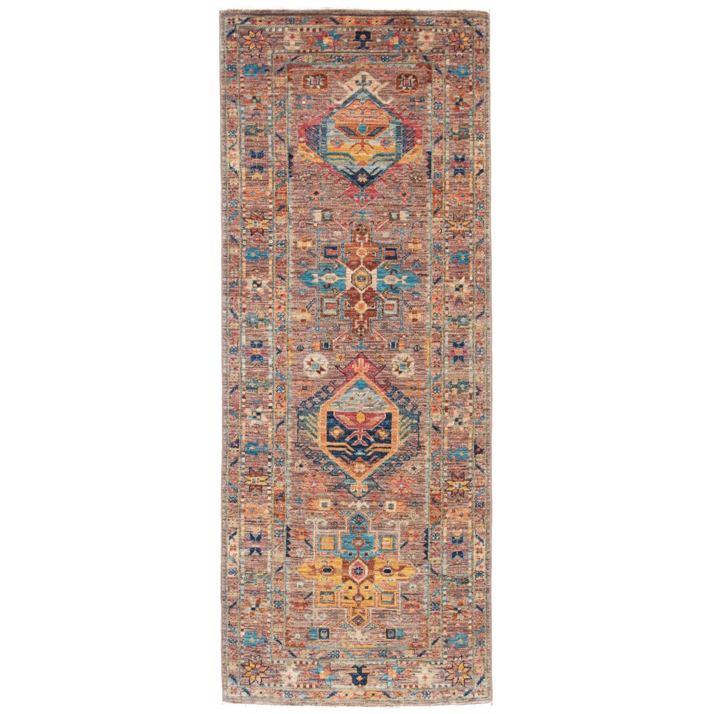 Tappeto Tribal Pakistan marrone grigio 75x204 Tappeto Tribal Pakistan marrone grigio 75x204