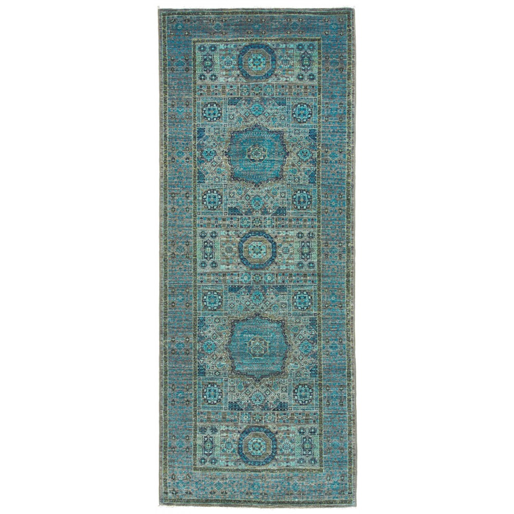 Tappeto Mamlouk Pakistan grigio blu 79x205 Tappeto Mamlouk Pakistan grigio blu 79x205