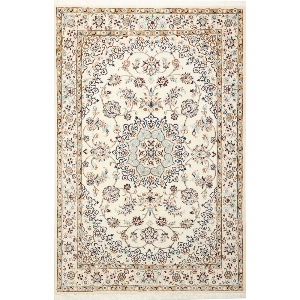 Tappeto Nain 9La Persia bianco verde 133x202 Tappeto Nain 9La Persia bianco verde 133x202