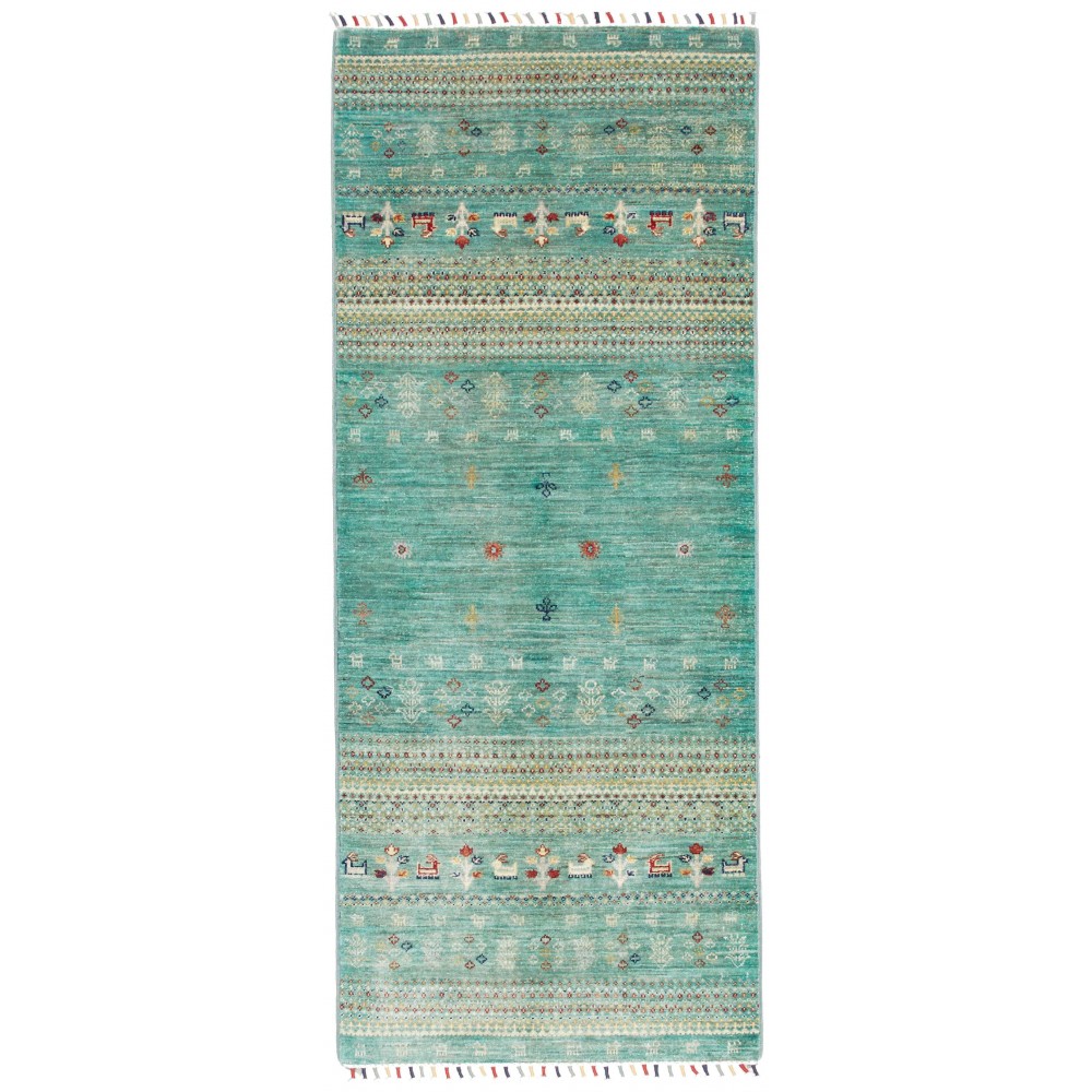 Tappeto Siva Pakistan verde bianco 79x195 Tappeto Siva Pakistan verde bianco 79x195