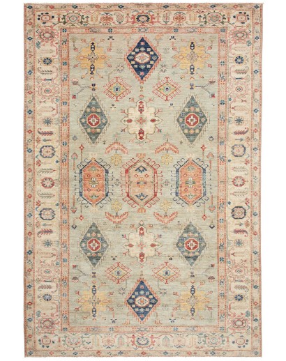 Tappeto Kazak Fine Pakistan marrone grigio 200x303