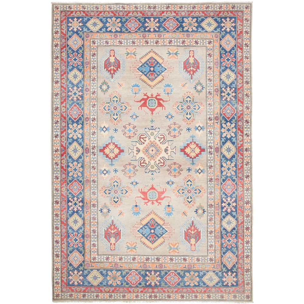 Tappeto Kazak Afghanistan beige grigio 200x301 Tappeto Kazak Afghanistan beige grigio 200x301