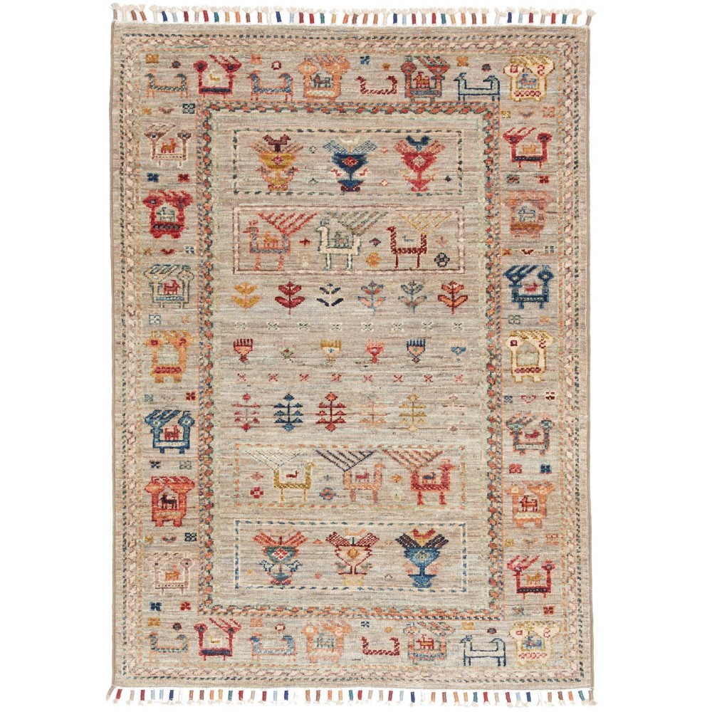 Tappeto Rubin Pakistan marrone grigio 80x111 Tappeto Rubin Pakistan marrone grigio 80x111