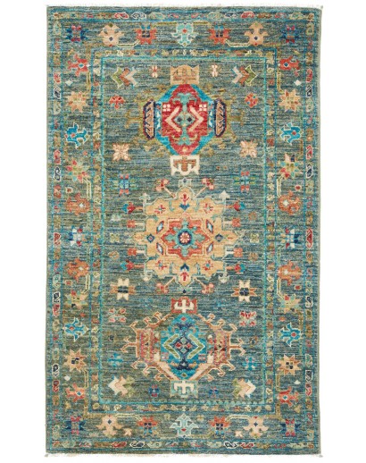 Tappeto Tribal Pakistan bianco grigio 78x124