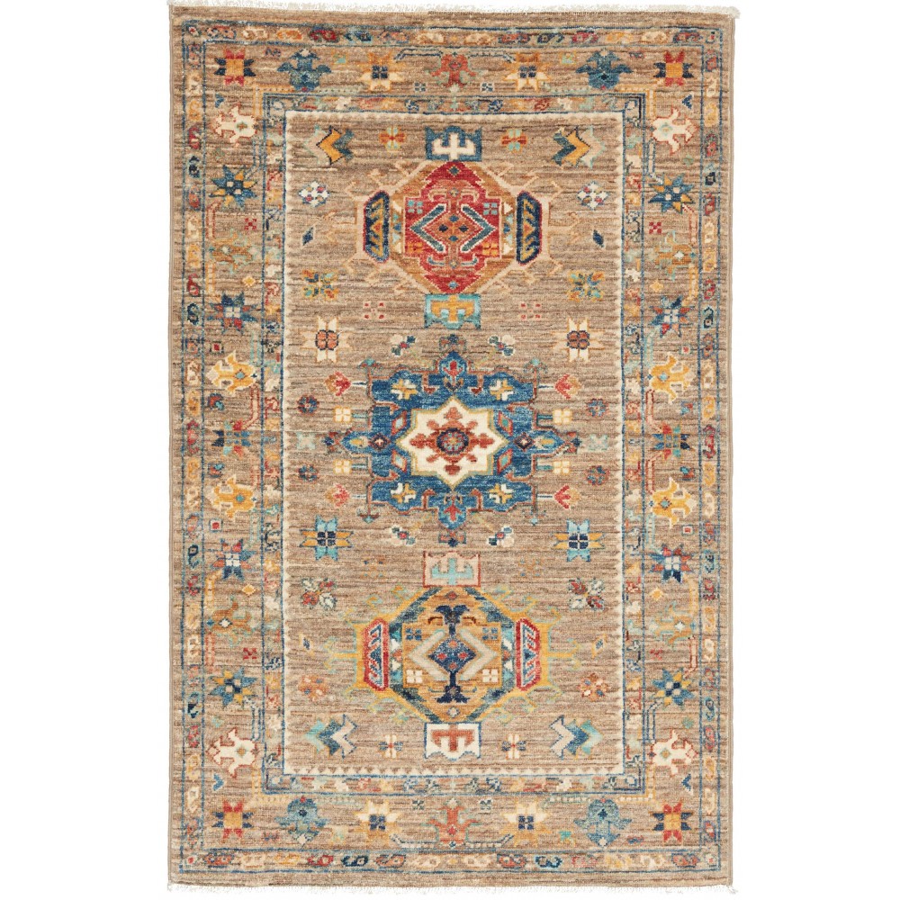 Tappeto Tribal Pakistan marrone grigio 76x117 Tappeto Tribal Pakistan marrone grigio 76x117