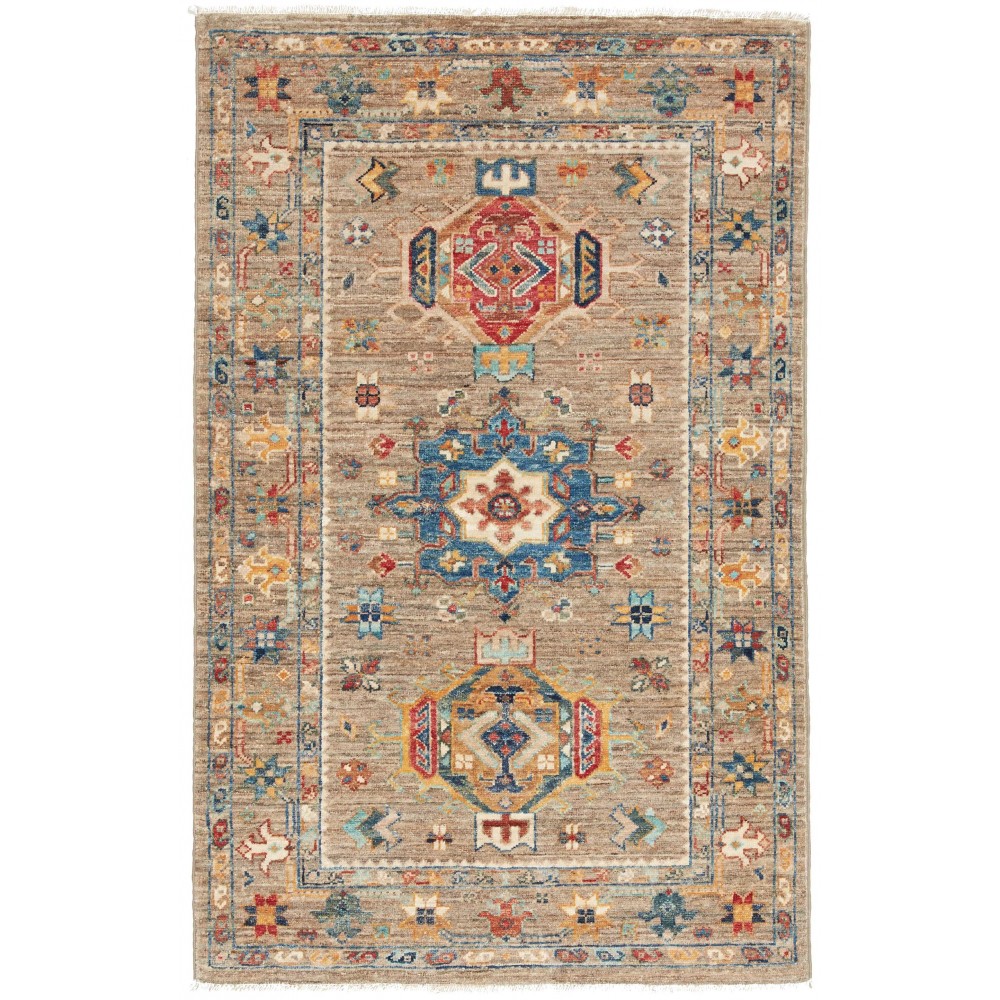 Tappeto Tribal Pakistan marrone grigio 76x119 Tappeto Tribal Pakistan marrone grigio 76x119
