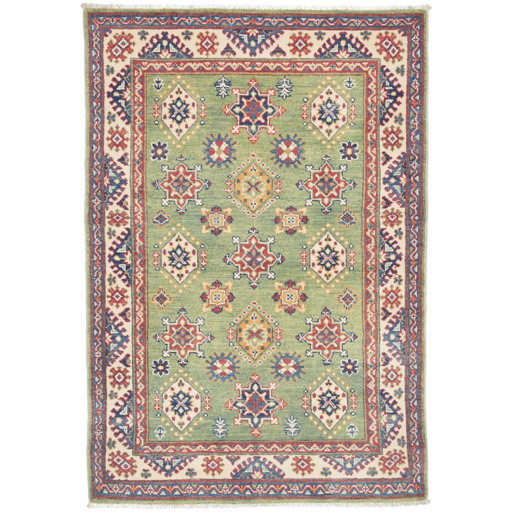 Tappeto Kazak Afghanistan marrone azzurro 100x149 Tappeto Kazak Afghanistan marrone azzurro 100x149