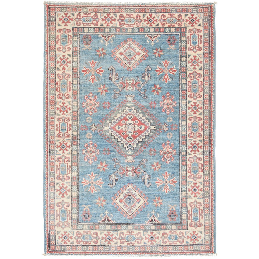 Tappeto Kazak Afghanistan beige azzurro 101x150 Tappeto Kazak Afghanistan beige azzurro 101x150