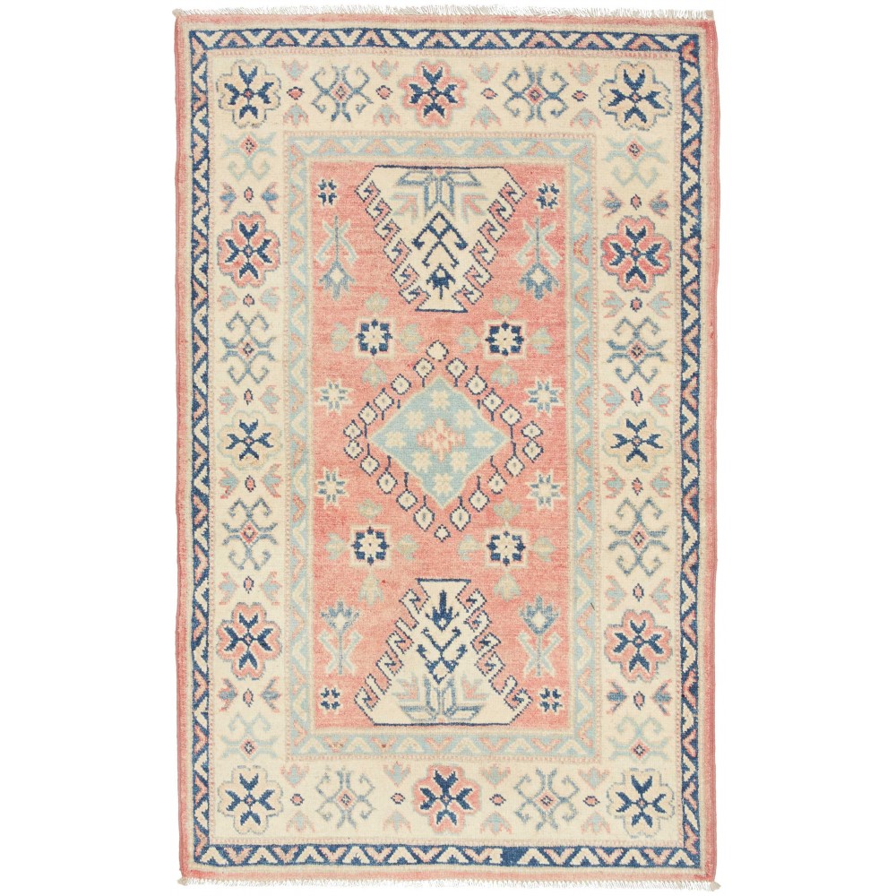 Tappeto Kazak Afghanistan beige azzurro 79x131 Tappeto Kazak Afghanistan beige azzurro 79x131