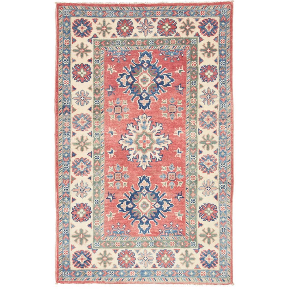 Tappeto Kazak Afghanistan marrone azzurro 81x129 Tappeto Kazak Afghanistan marrone azzurro 81x129