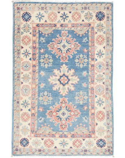 Tappeto Kazak Afghanistan bianco azzurro 80x122