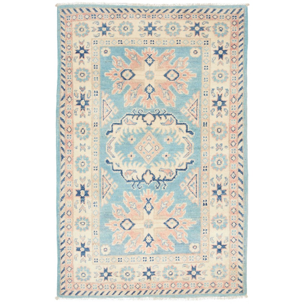 Tappeto Kazak Afghanistan bianco grigio 83x126 Tappeto Kazak Afghanistan bianco grigio 83x126