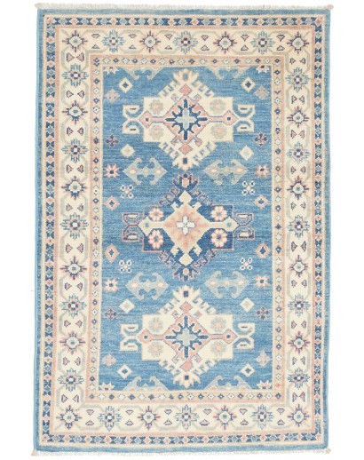 Tappeto Kazak Afghanistan bianco azzurro 79x121