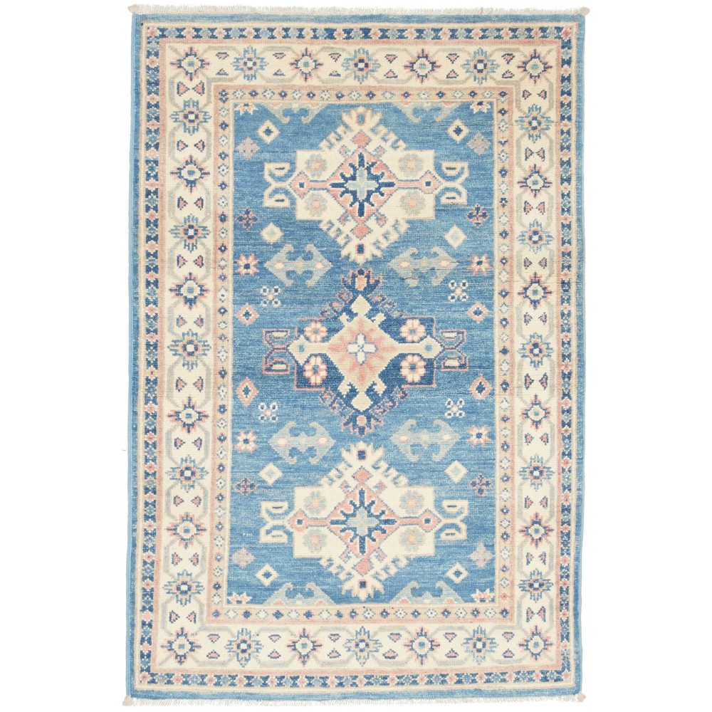 Tappeto Kazak Afghanistan bianco azzurro 79x121 Tappeto Kazak Afghanistan bianco azzurro 79x121
