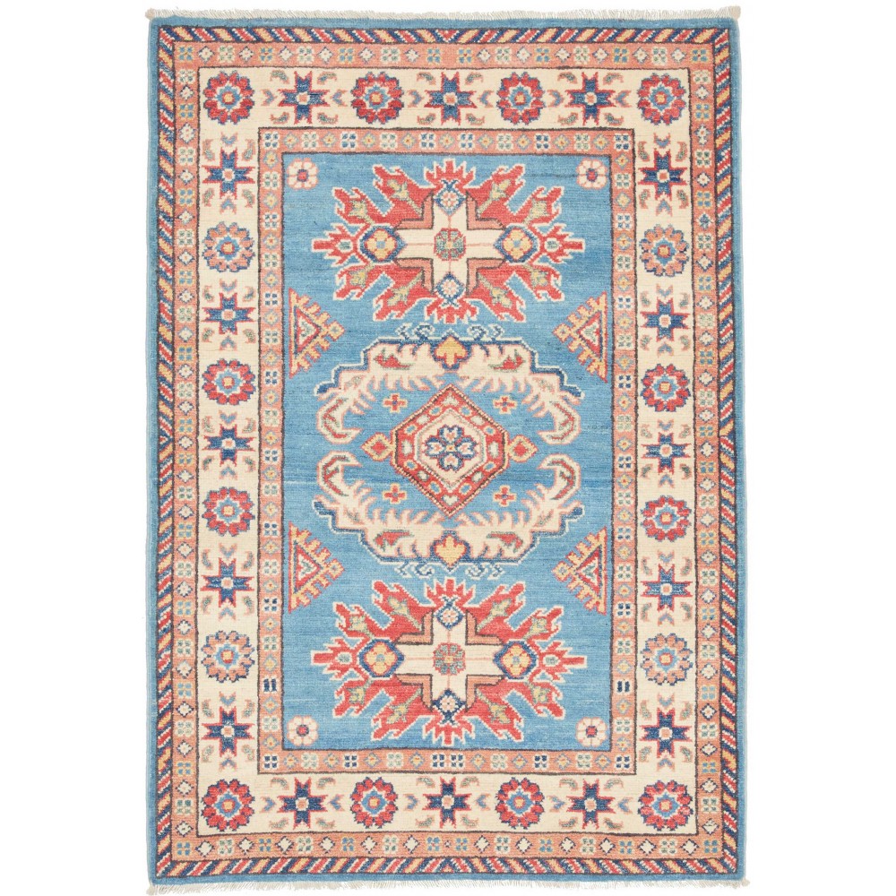 Tappeto Kazak Afghanistan beige azzurro 84x122 Tappeto Kazak Afghanistan beige azzurro 84x122