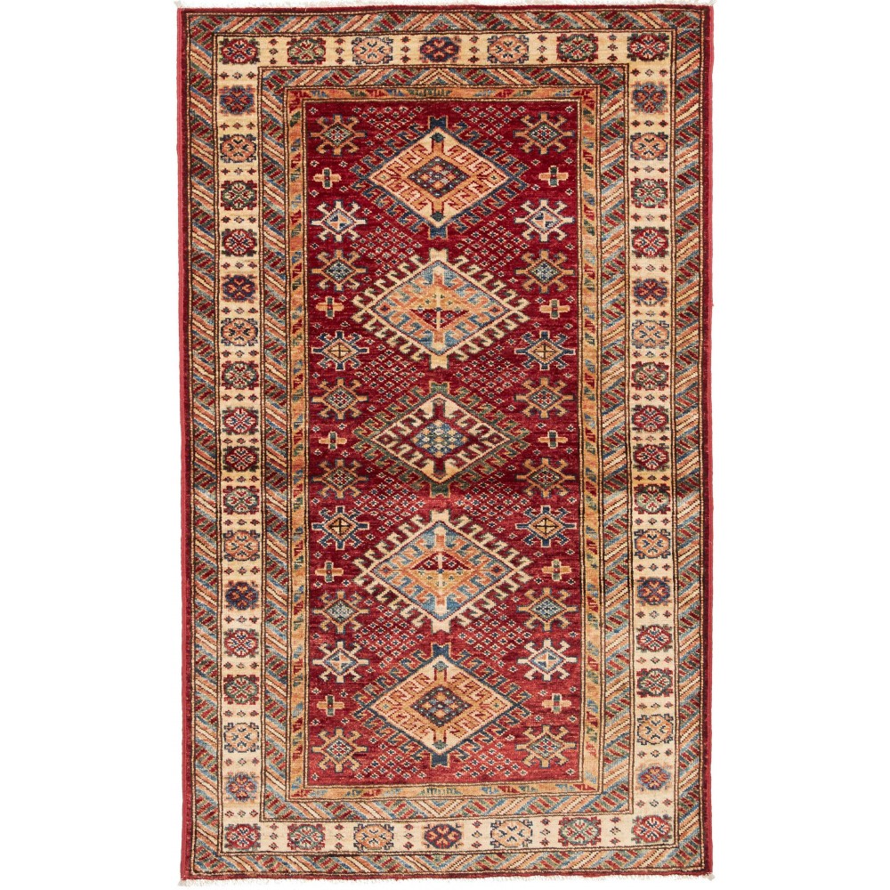 Tappeto Kazak Fine Pakistan marrone giallo 92x152 Tappeto Kazak Fine Pakistan marrone giallo 92x152