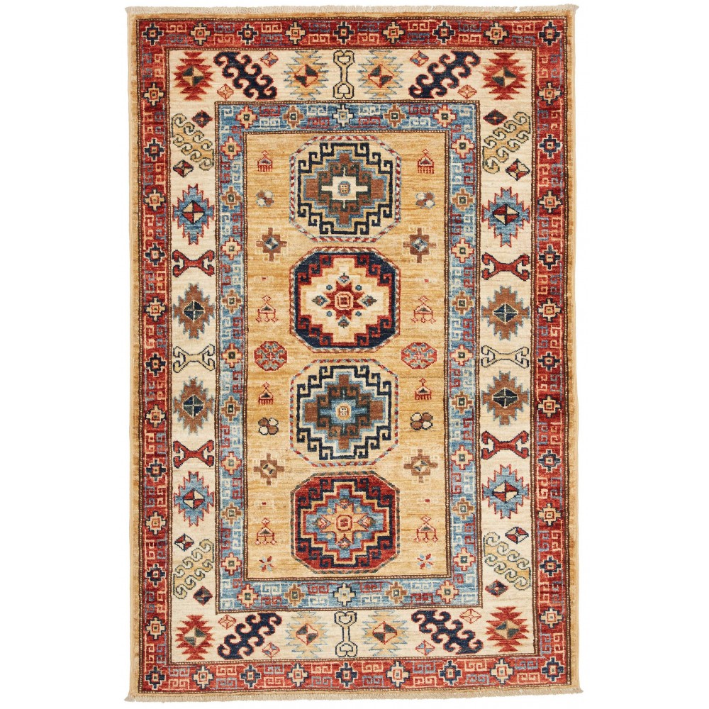 Tappeto Kazak Fine Pakistan marrone 99x150 Tappeto Kazak Fine Pakistan marrone 99x150