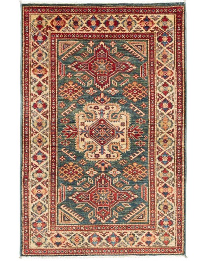 Tappeto Kazak Fine Pakistan bianco grigio 92x140