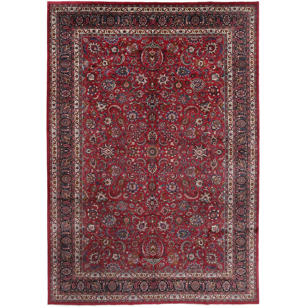 Tappeto Mashad Persia marrone blu 343x495 Tappeto Mashad Persia marrone blu 343x495