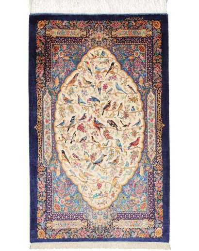 Tappeto Ghom seta Persia beige marrone 80x132