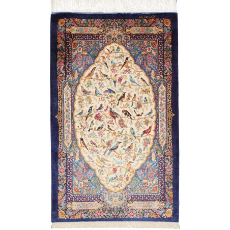 Tappeto Ghom seta Persia beige marrone 80x132