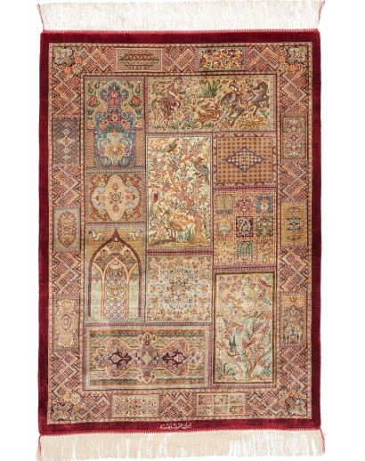 Tappeto Ghom seta Persia marrone 82x117